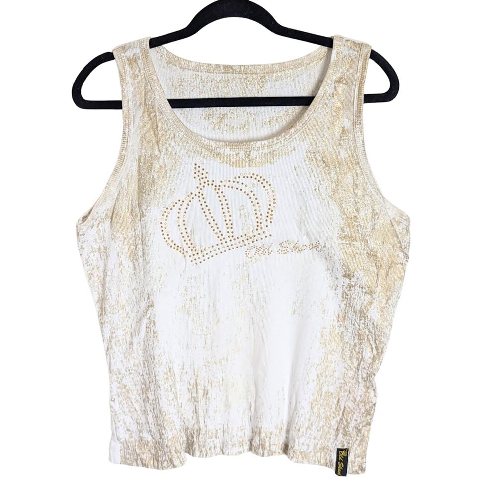 Y2K Old Skool Tank With Beaded Crown Women's XL